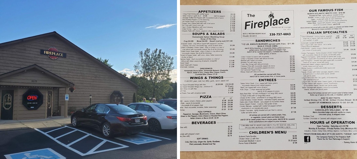 The Fireplace Menu